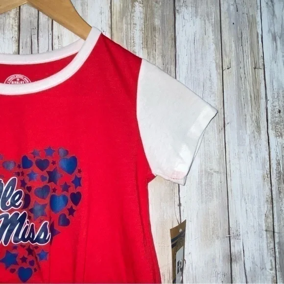 NWT NCAA Girls Ole Miss Red Heart Tee Small - Picture 4 of 6